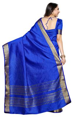 Blue Woven Crepe Saree With Blouse 4
