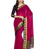 Pink Woven Chiffon Saree With Blouse