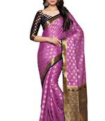 Purple Woven Saree With Blouse