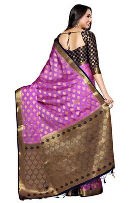 Purple Woven Saree With Blouse 3