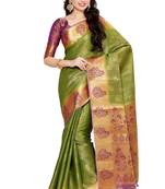 Green Woven Art Silk Saree With Blouse