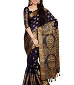 Blue Woven Art Silk Saree With Blouse