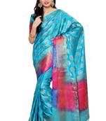 Blue Woven Art Silk Saree With Blouse