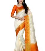 Off-White Woven Tussar Silk Saree With Blouse