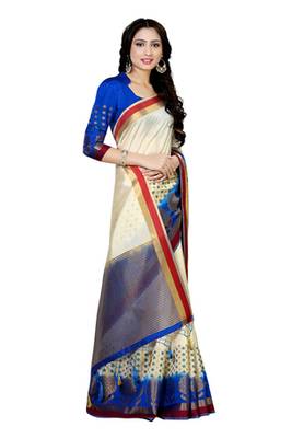 Off-White Woven Art Silk Saree With Blouse 3