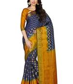 Blue Woven Art Silk Saree With Blouse