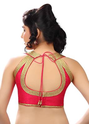 pink banglore silk unstiched blouse fabric 2
