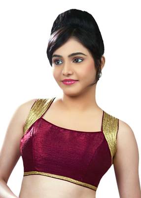 maroon green banglore silk unstiched blouse fabric 1