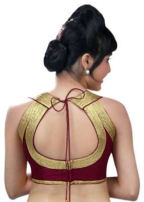 maroon green banglore silk unstiched blouse fabric 2