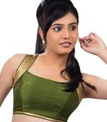 green banglore silk unstiched blouse fabric