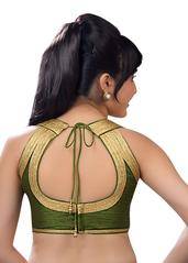 green banglore silk unstiched blouse fabric 2
