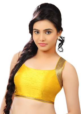 yellow banglore silk unstiched blouse fabric 1