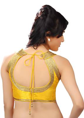 yellow banglore silk unstiched blouse fabric 2