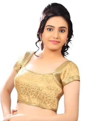 attractive gold brocade blouse fabric 1