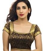 attractive sleevless black brocade blouse fabric