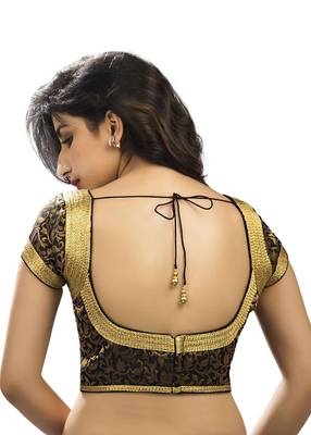 attractive sleevless black brocade blouse fabric 2