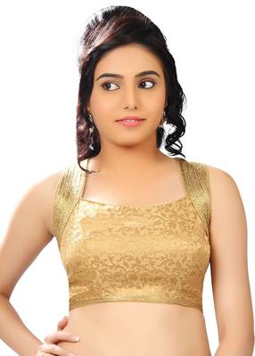 attractive gold brocade blouse fabric 1
