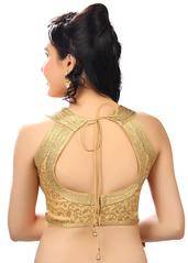 attractive gold brocade blouse fabric 2