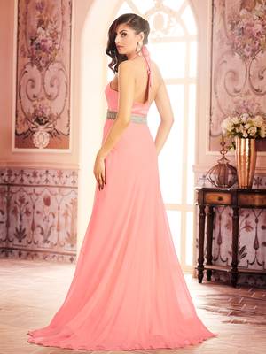 Khwaab Rose Pink Neck Tied Evening Partywear Embroidered Stitched Gown 2