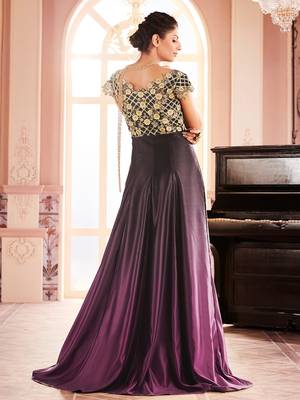 Khwaab Black Purple Ombre Embroidered Stitched Gown 3