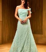 Khwaab Light turquoise satin partywear Embroidered Stitched Gown