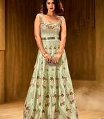 Khwaab Magic mint  brezza satin partywear Embroidered Stitched Gown