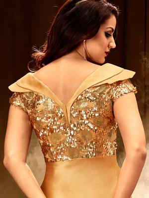 Khwaab Golden sea net fabric Partywear Embroidered Stitched Gown 6