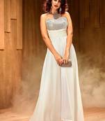 Khwaab Off white pure georgette partywear Embroidered Stitched Gown