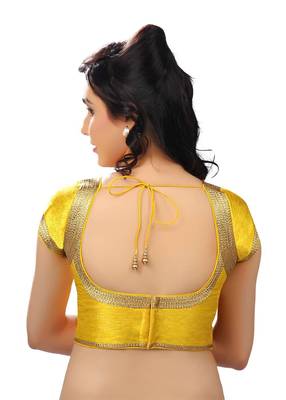 yellow banglore silk unstiched blouse 2