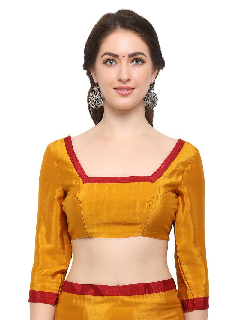 Inddus Mustard Yellow Crepe Printed Saree With Blouse Inddus 2636698