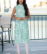 White printed rayon stitched kurti