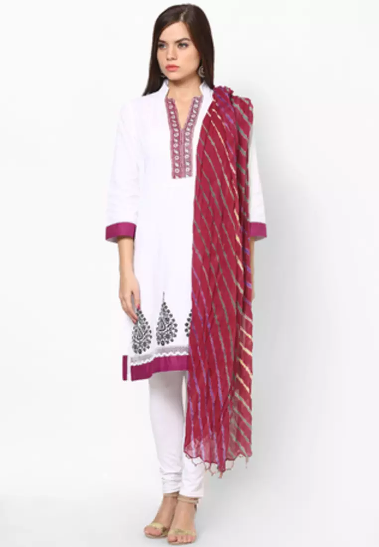 Maroon Lehariya  Cotton Dupatta