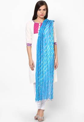 Turquoise Lehariya Cotton Dupatta 1