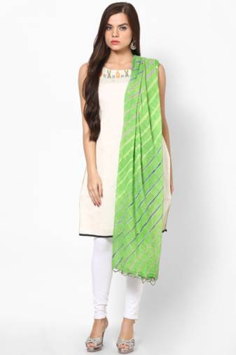 Green Lehariya Cotton Dupatta