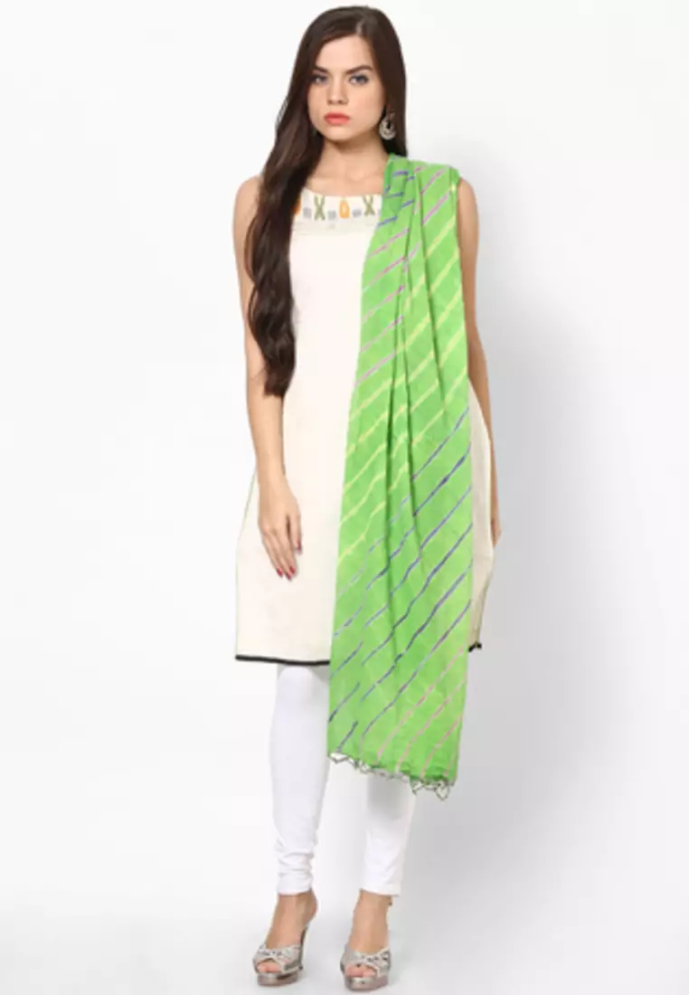 Green Lehariya Cotton Dupatta