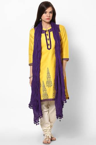 Purple Cotton Solid Dupatta with Pom Pom Border