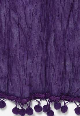 Purple Cotton Solid Dupatta with Pom Pom Border 2