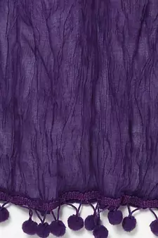 Purple Cotton Solid Dupatta with Pom Pom Border