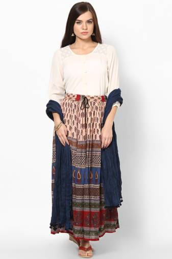 Navy Blue Cotton Solid Dupatta with Pom Pom Border