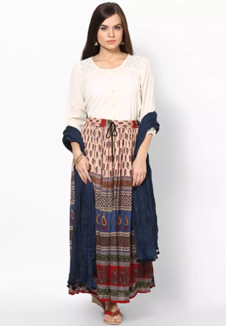 Navy Blue Cotton Solid Dupatta with Pom Pom Border