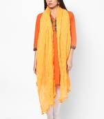 Yellow Cotton Solid Dupatta with Pom Pom Border