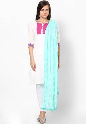 Green Cotton Solid Dupatta with Pom Pom Border 1