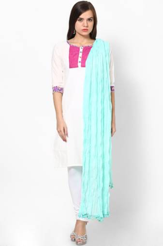 Green Cotton Solid Dupatta with Pom Pom Border