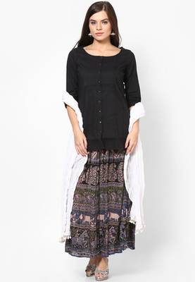 White Cotton Solid Dupatta with Pom Pom Border 1