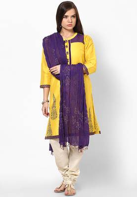 Purple Hand Block Print Cotton Dupatta 1