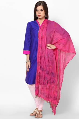Pink Hand Block Print Cotton Dupatta