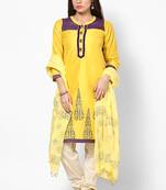 Yellow Hand Block Print Cotton Dupatta