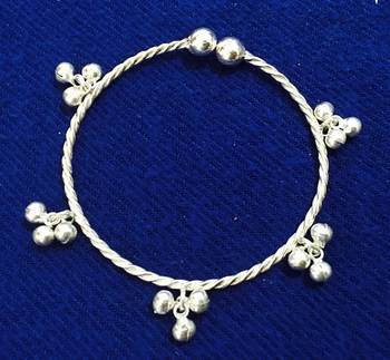Ethnic India Sterling 925 Silver Jingle Bells Bangle Kada ,Free Size S Xxl  1
