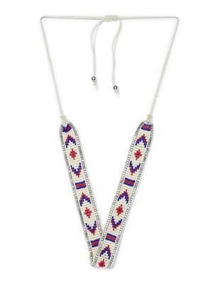 Zerokaata Blue And Red Delicate Geometric Pattern Seed Beads Handmade Jewellery Choker Fashion Necklace 3