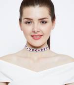 Zerokaata Blue And Red Delicate Geometric Pattern Seed Beads Handmade Jewellery Choker Fashion Necklace